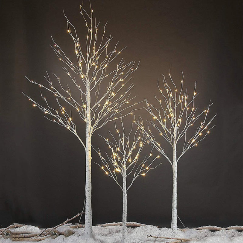 Birch Tree Plastic Led Floor Lamp - Decorative White Usb Nightstand Lighting