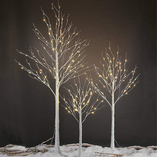 Birch Tree Plastic Led Floor Lamp - Decorative White Usb Nightstand Lighting