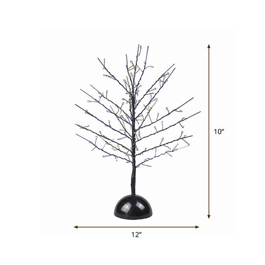 Modern Battery Table Lamp - Tree Shaped Metallic Led Standing Light In Black For Living Room