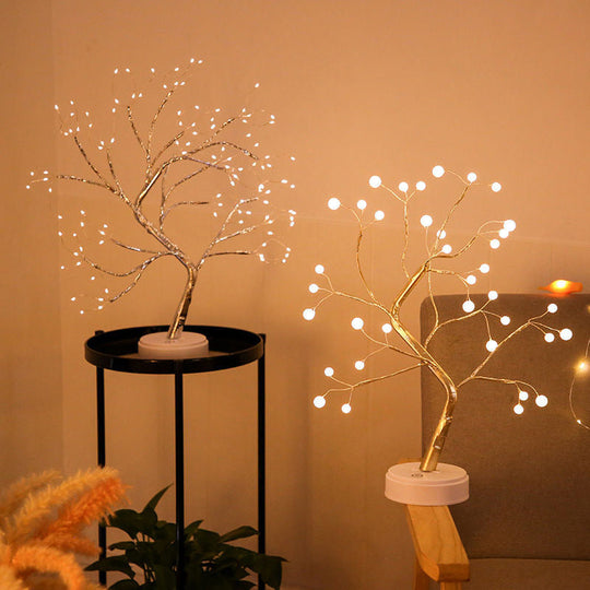 Tree Shaped Led Table Lamp With Usb Charging Port