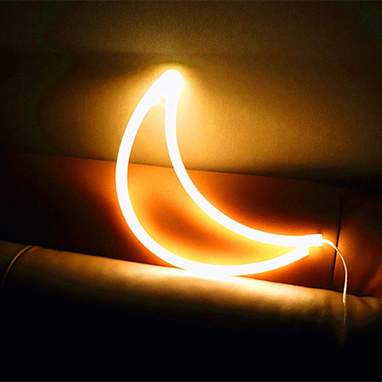 Crescent Shaped Battery-Powered Led Wall Light - Decorative White Night Lighting / Battery Warm