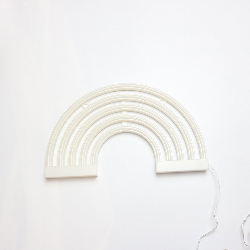 Minimalist White Rainbow Led Table Light With Usb Charging - Rubber Neon Wall Lighting