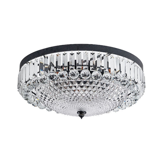 Modern Black Cut - Crystal Flush Mount Lamp For Bedroom Ceiling Lighting