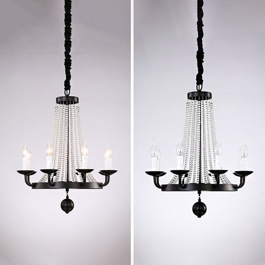 Retro Metal Chandelier Candelabra Ceiling Pendant Light With Crystal Strand - Elegant And Timeless 8