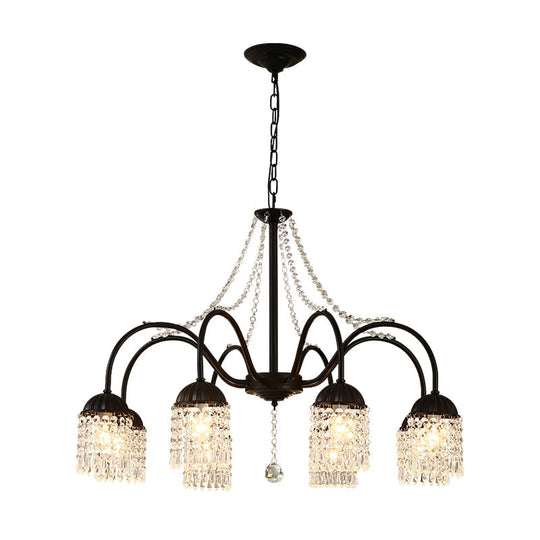 Led Crystal Tassel Chandelier - Country Style Hanging Light For Living Room