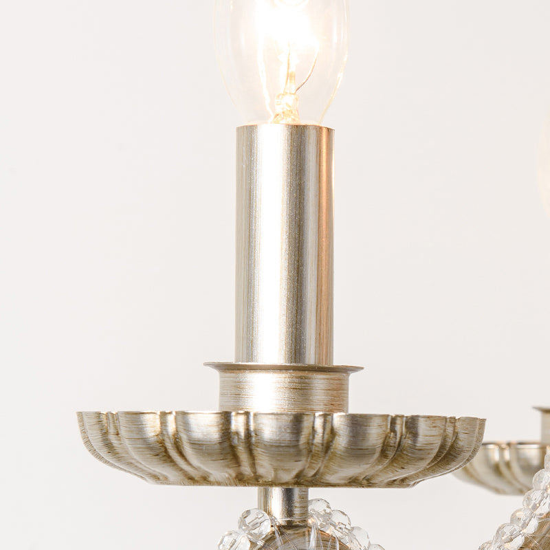 Rustic Metal Wall Mounted Sconce With Crystal Bead Accent - Bedside Candle Light Fixture