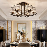 Modern K9 Crystal Semi Flush Mount Ceiling Light: Black Rectangle Fixture For Living Room 6 /