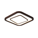 Contemporary Dark Wood Led Flush Mount Ceiling Fixture - Square Design