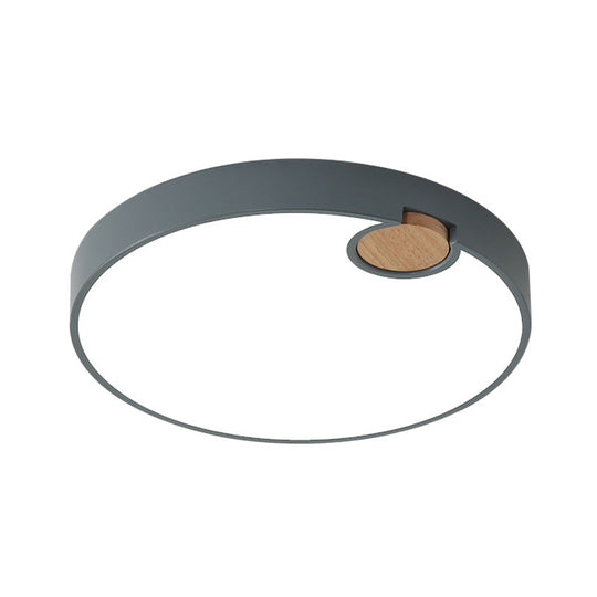 Nordic Acrylic Grey Led Flush Mount Lamp With White/Warm/Natural Light For Bedroom - Available In