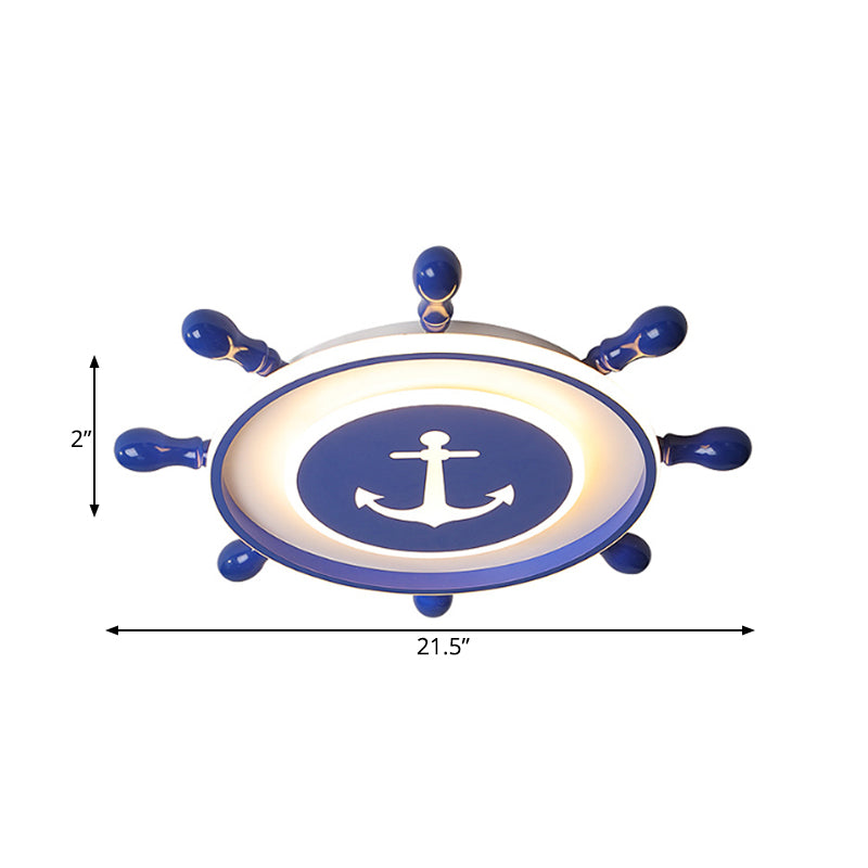 Modern Flushmount Led Ceiling Light For Children’s Rooms - Blue Acrylic With Warm/White