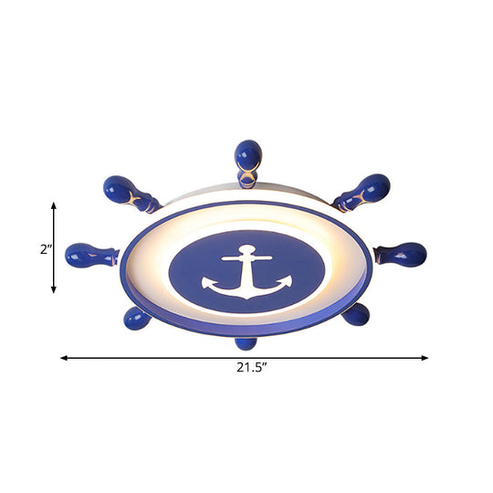 Modern Flushmount Led Ceiling Light For Childrens Rooms - Blue Acrylic With Warm/White