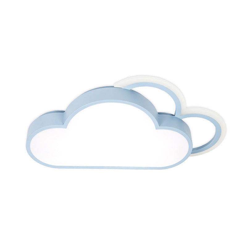 Cartoon Led Cloud Flushmount Lighting: Blue/Pink Stylish Ceiling Fixture In Warm/White Light