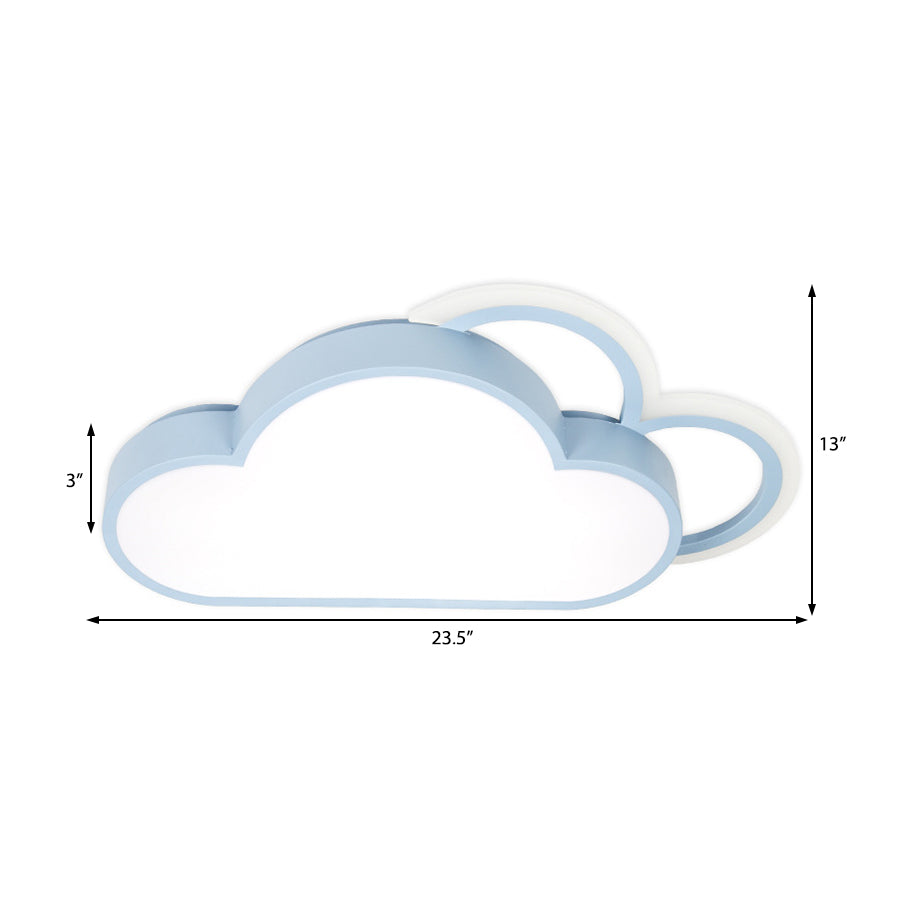 Cartoon Led Cloud Flushmount Lighting: Blue/Pink Stylish Ceiling Fixture In Warm/White Light