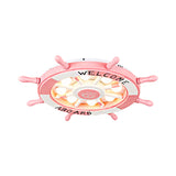 Cartoon Led Ceiling Light: Stylish Pink/White Rudder Design For Bedroom