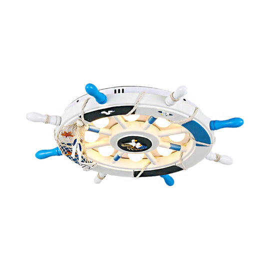 Cartoon Led Ceiling Light: Stylish Pink/White Rudder Design For Bedroom