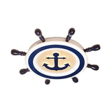Cartoon Style Blue Round Led Flush Mount Light Fixture With Wood And Acrylic Accents Rudder Design