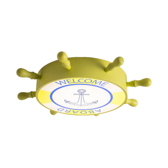 Kids Led Flush Mount Ceiling Light With Rudder Acrylic Shade - Blue/Yellow 16’/19.5’ Wide