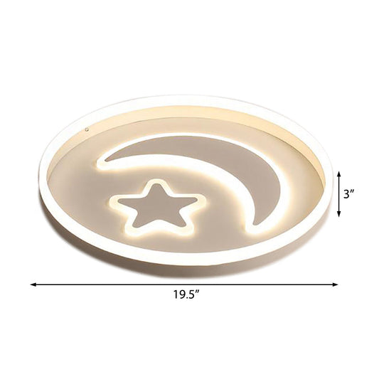 Cartoon Style Round Acrylic Ceiling Mount Led Lamp In Warm/White Light For Bedroom - Black/White