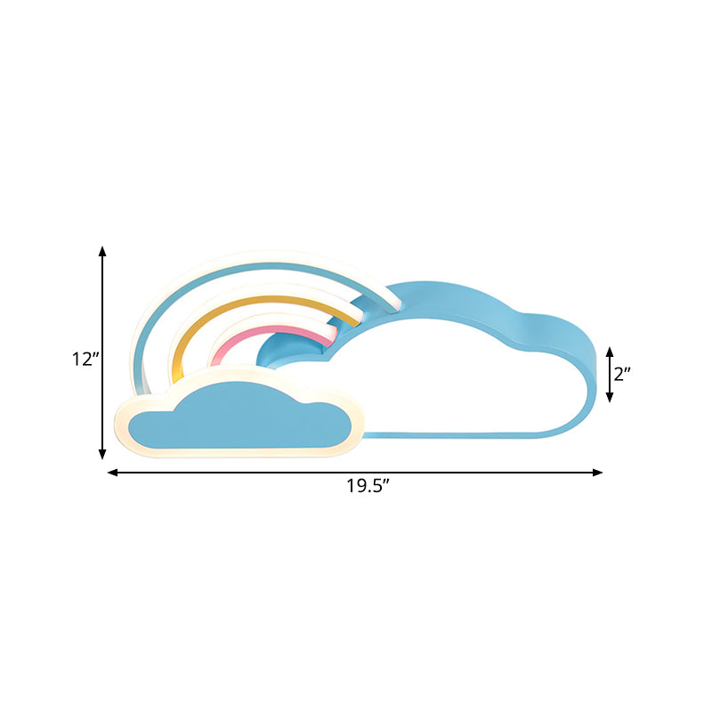 Kids Acrylic Led Blue Ceiling Mounted Light - 19.5’/25.5’ Wide Cloud Design Flush Mount