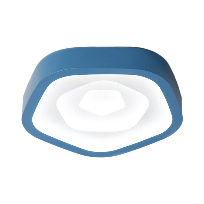 Nordic Flush Ceiling Lamp - Pink/Blue/Green Acrylic Led 20.5’ Wide Pentagon Shape