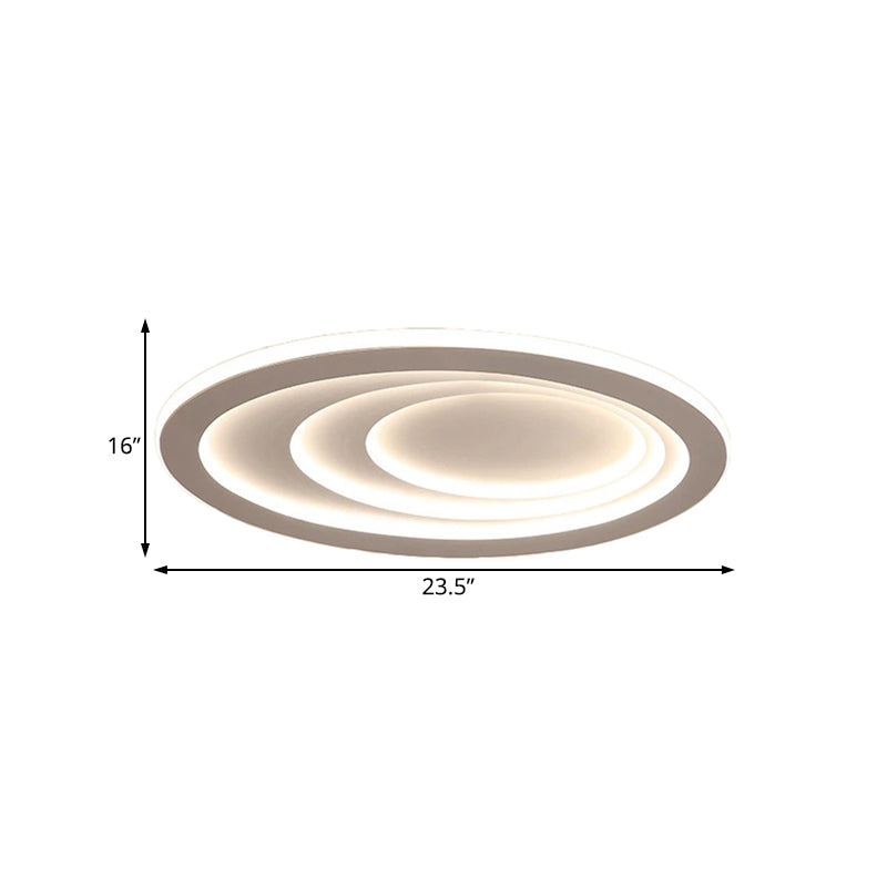 Modern Oval Living Room Ceiling Lamp - Acrylic Led Flush Mount Adjustable Width