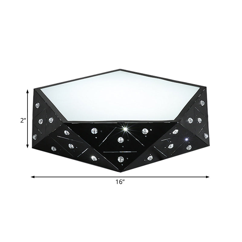 Modern Geometric Flushmount Nordic Led Light - Crystal Accents Black/White 16’/19.5’ Wide