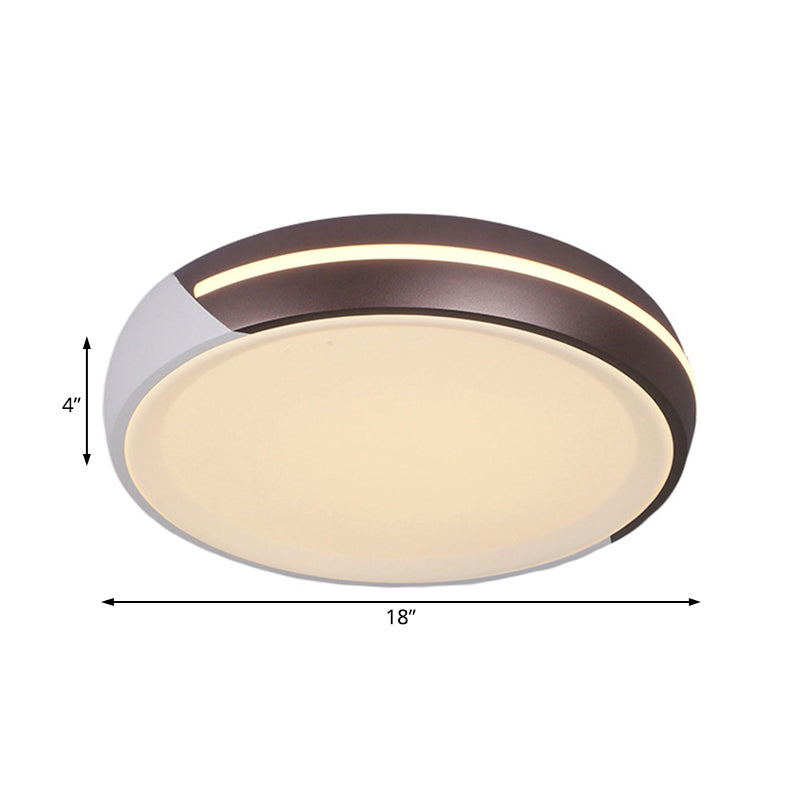 Simplicity Acrylic Brown Led Flush Light Fixture 18’/21.5’ Dia Round Warm/White
