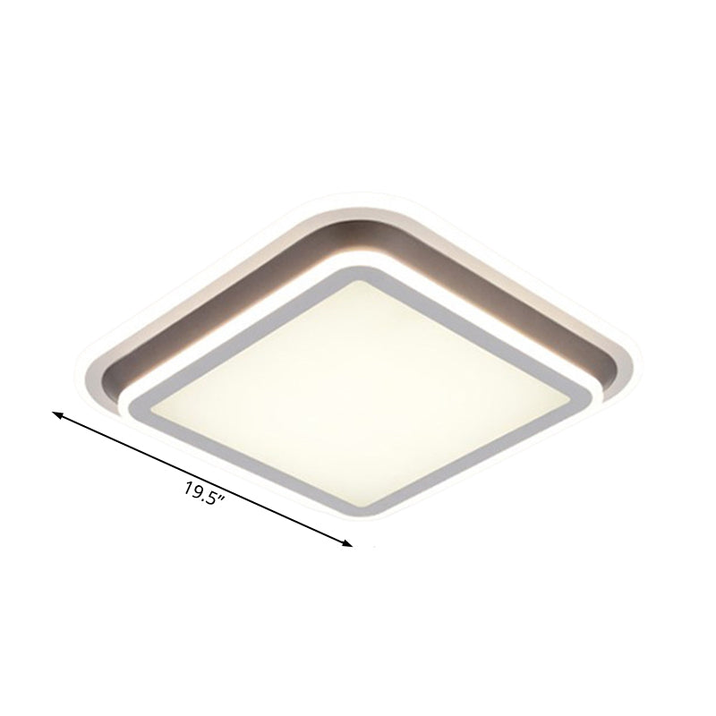 Led Living Room Flush Mount Ceiling Light With Square/Rectangular Acrylic Shade In Warm/White -