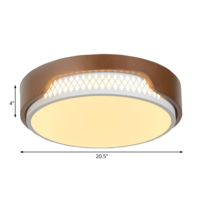 16.5’/20.5’ Dia Brown Round Flush Ceiling Light With Simplicity Acrylic Led Warm/White Fixture