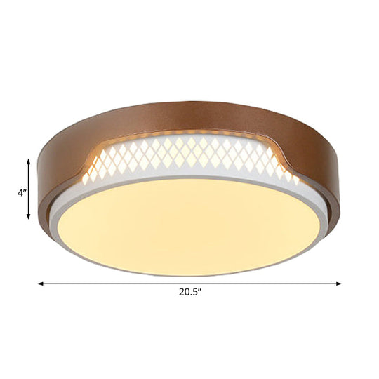 16.5’/20.5’ Dia Brown Round Flush Ceiling Light With Simplicity Acrylic Led Warm/White Fixture