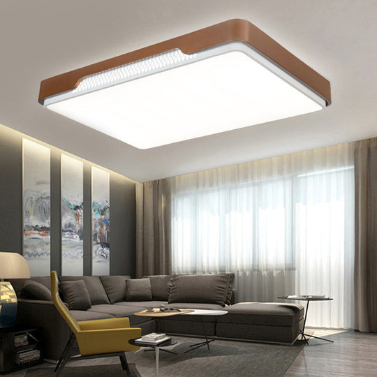 Modern Acrylic Flush Mount Light Fixture - Brown Rectangular 20.5’/36.5’/45’ Warm/White