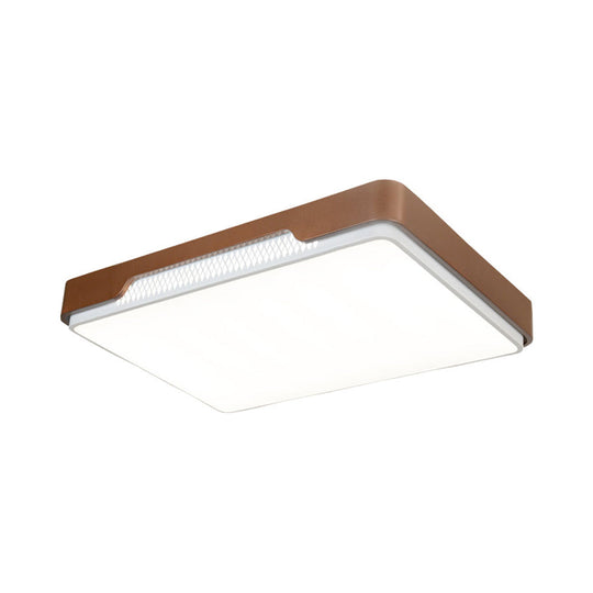 Modern Acrylic Flush Mount Light Fixture - Brown Rectangular 20.5’/36.5’/45’ Warm/White