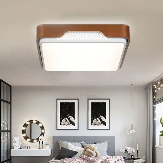 Modern Acrylic Flush Mount Light Fixture - Brown Rectangular 20.5/36.5/45 Warm/White