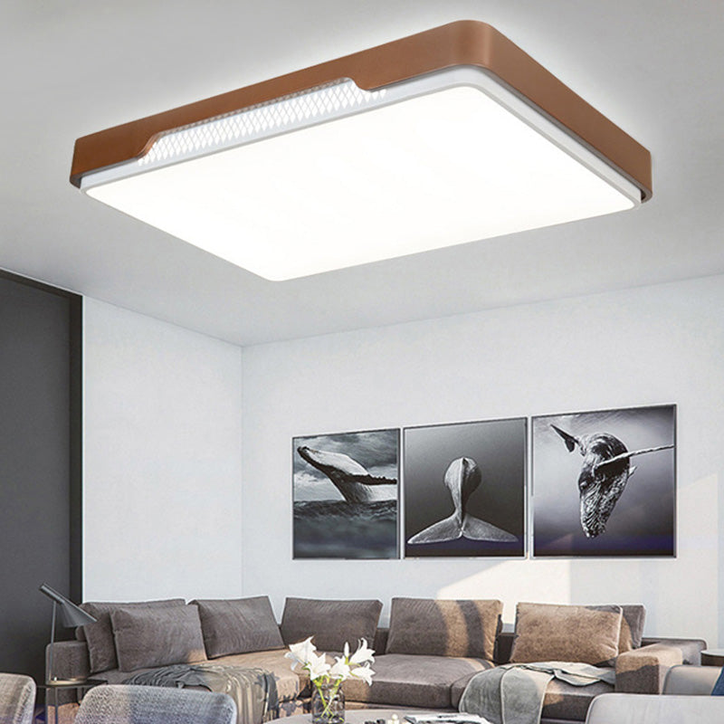 Modern Acrylic Flush Mount Light Fixture - Brown Rectangular 20.5’/36.5’/45’ Warm/White