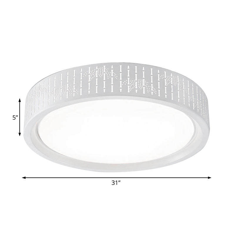 Simplicity Led Flush Mount Lamp With White Ringed Acrylic Shade - 16.5/20.5/31 Dia