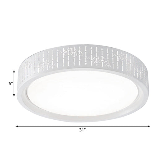 Simplicity Led Flush Mount Lamp With White Ringed Acrylic Shade - 16.5/20.5/31 Dia