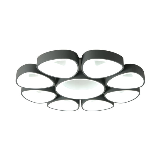 Nordic Acrylic Floral Flush Light In Warm/White Led - Grey/White Ceiling Mount Fixture