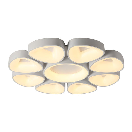 Nordic Acrylic Floral Flush Light In Warm/White Led - Grey/White Ceiling Mount Fixture