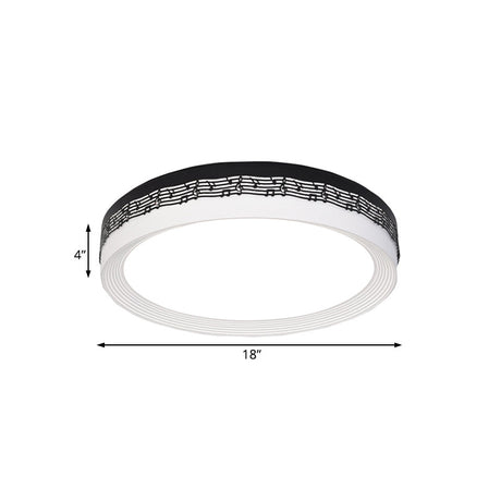 Contemporary Led Ceiling Lamp In Black Round 18/22/30 Dia Flush Mount With Warm/White Lighting And
