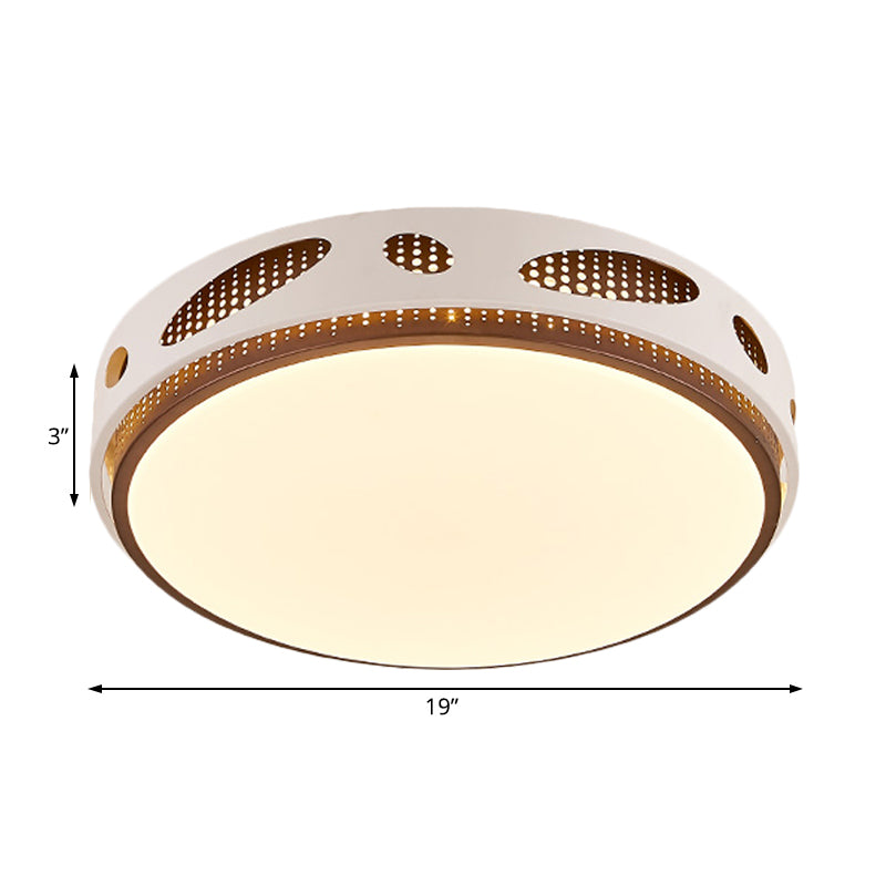 Round Led White Flushmount Ceiling Light Fixture With Simplicity Acrylic Warm/White Lighting