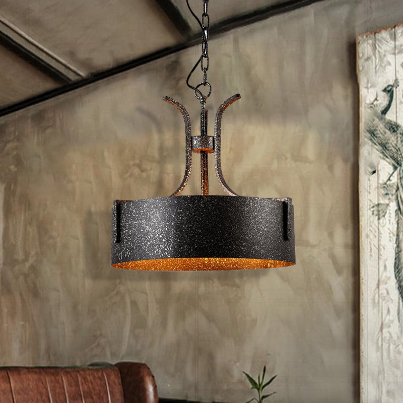 Vintage Metal Black Pendant Lamp With Elk Décor 12.5’/20’ Wide / 20’
