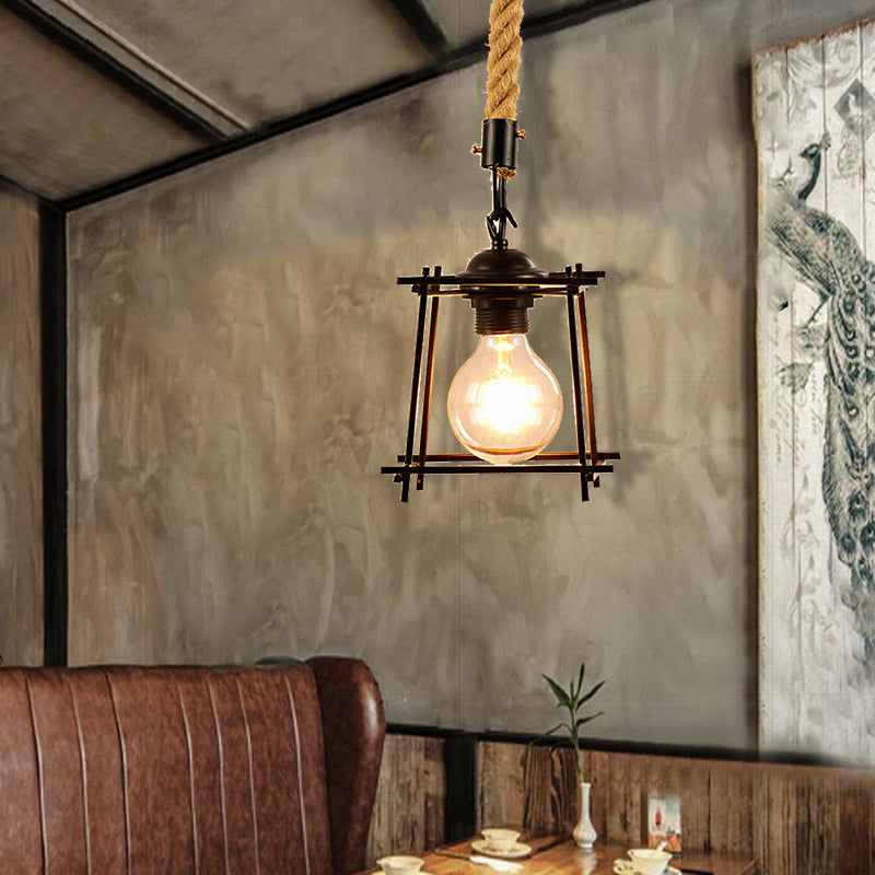 Vintage Metal Pendant Light With Square/Bottle Shade - 1-Light Hanging Ceiling Fixture For Dining