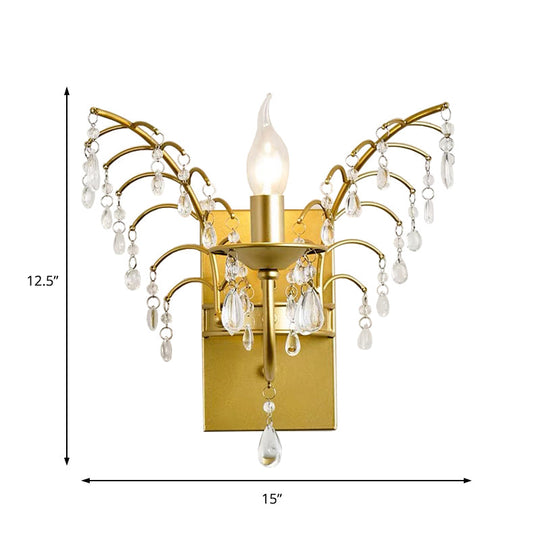 Modern Crystal Brass Wall Sconce With Branch Design