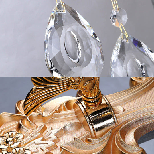 Contemporary Crystal Candelabra Wall Lamp - 2-Light Gold Corridor Mount Light