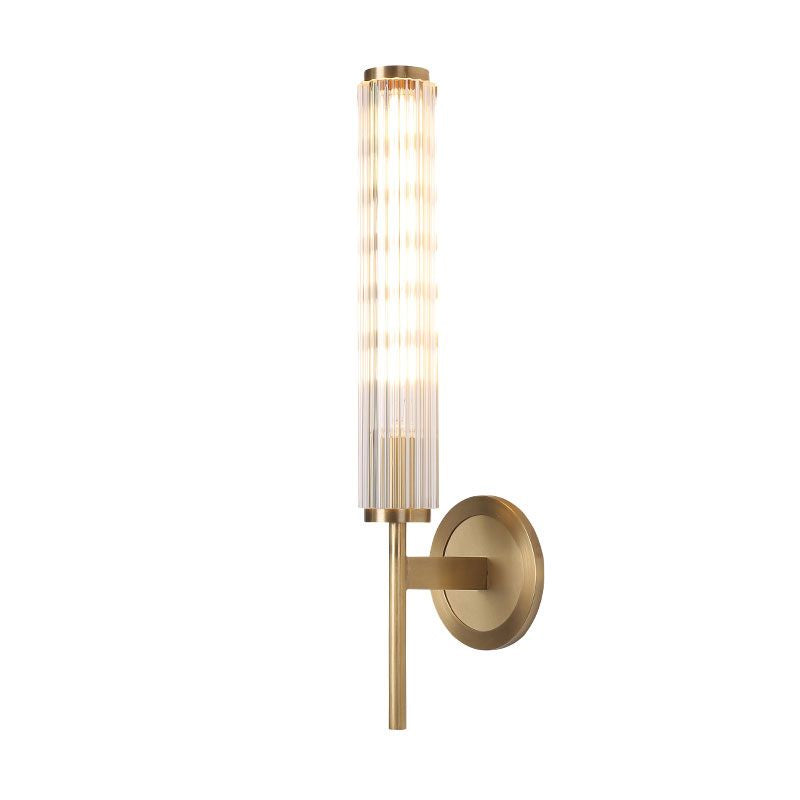 Brass Wall Mount Cylinder Crystal Light - Contemporary Fixture