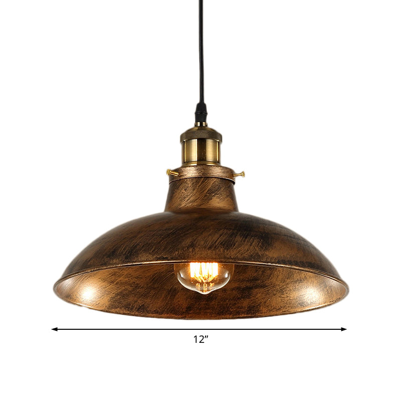 Wrought Iron Dome Industrial Ceiling Fixture Pendant Lighting - 12’/14’ Diameter 1 Light