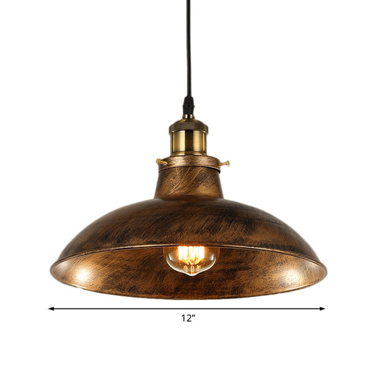 Wrought Iron Dome Industrial Ceiling Fixture Pendant Lighting - 12’/14’ Diameter 1 Light
