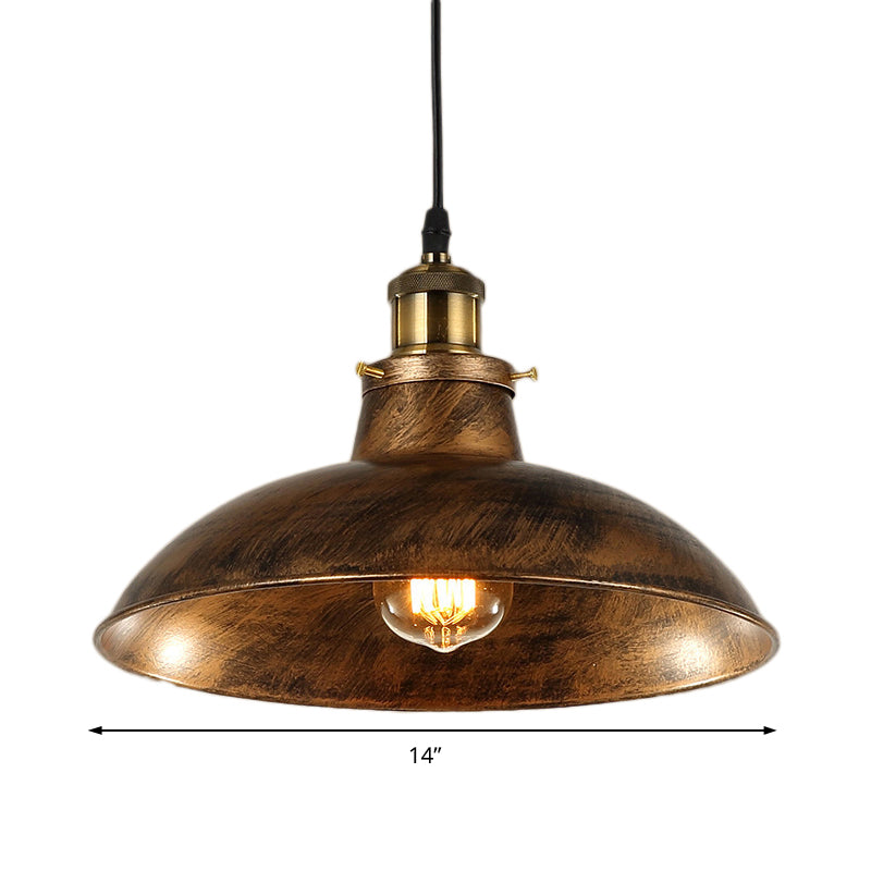 Wrought Iron Dome Industrial Ceiling Fixture Pendant Lighting - 12’/14’ Diameter 1 Light