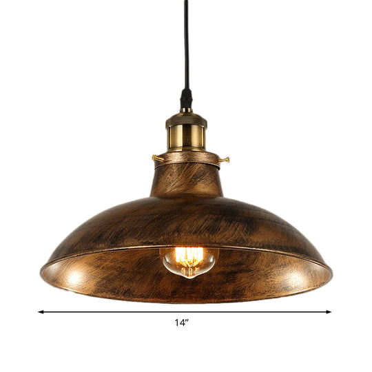Wrought Iron Dome Industrial Ceiling Fixture Pendant Lighting - 12’/14’ Diameter 1 Light