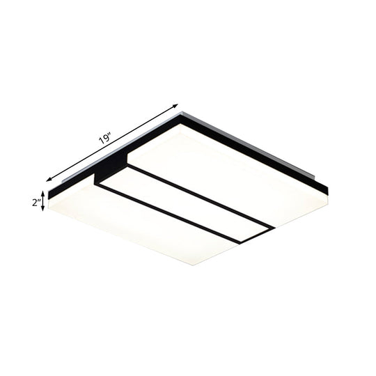Rectangular Acrylic Ceiling Flush Mount In Warm/White Light - Minimalist Design 19’/23.5’/33’ Wide